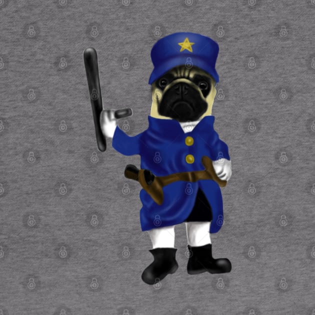 Funny Pug Officer Dog Lovers Gift by Merchweaver